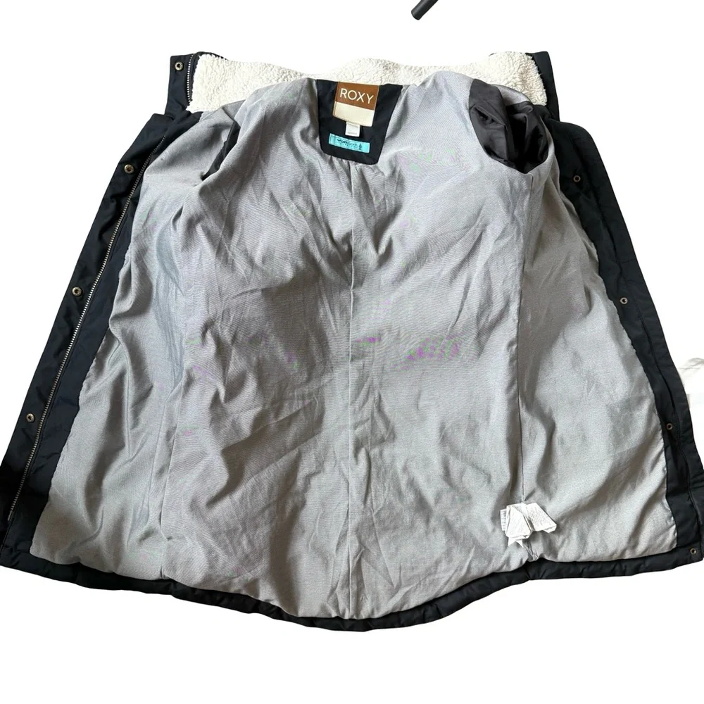 Roxy Black and Brown Puffer Jacket with Dryflight 5K Size XS Winter Cozy - Picture 12 of 16